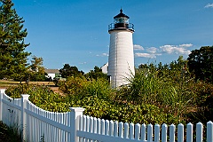 Picket Fence in Front of Newburyport Harbor Lighthouse